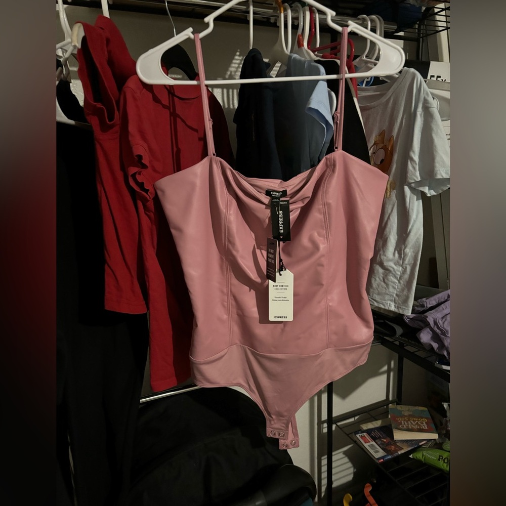 NWT faux leather pink express body suit